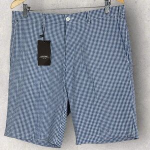 Kamar Italy Blue Gingham Plaid Bermuda Shorts Mens‎ Size 50 Italian or US 40 NWT
